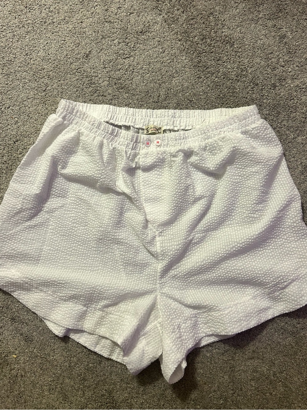 Intimately Free People — White Textured Seersucker Lounge Shorts